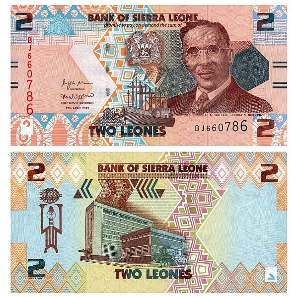 Serra Leoa - Cédula de 2 Leones 2022 - P-35a - Wallace Johnson - FE