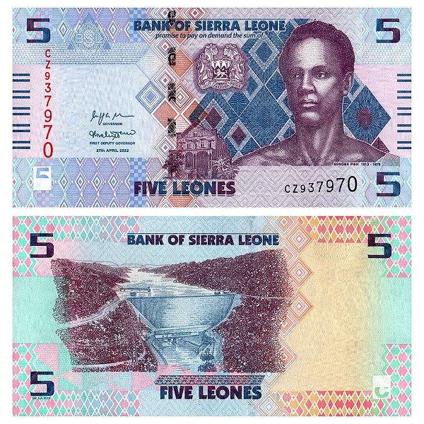 Serra Leoa - Cédula de 5 Leones 2022 - P-36a - Sengbe Pieh - FE