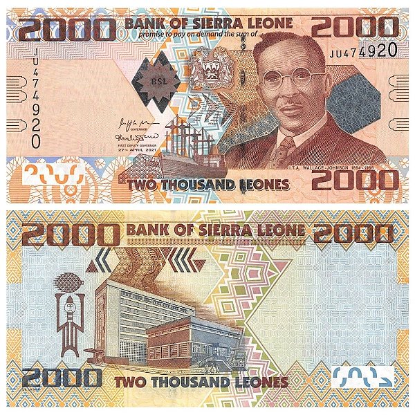 Serra Leoa - Cédula de 2.000 Leones 2021 - P-31f - Wallace Johnson - FE