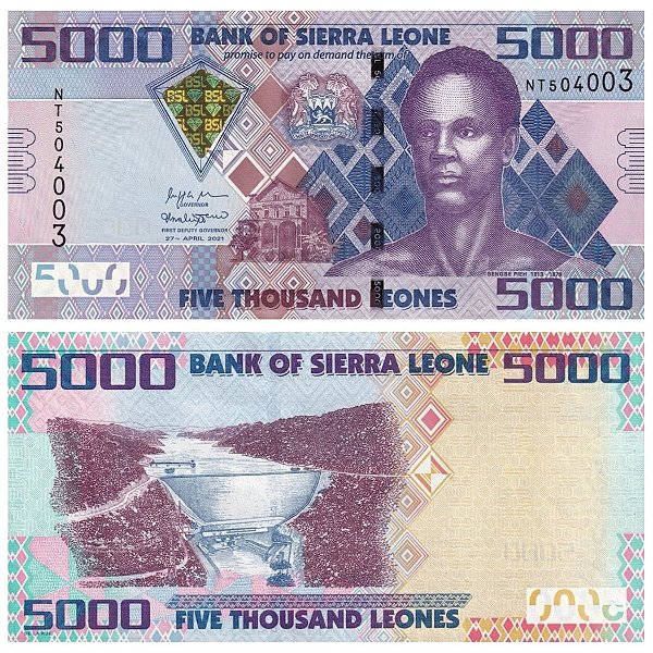 Serra Leoa - Cédula de 5.000 Leones 2022 - P-32f - Sengbe Pieh - FE