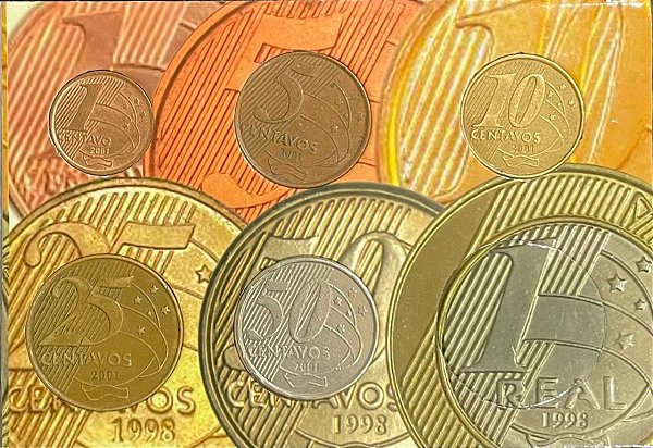 Cartela com a Série completa do Real 2001 - Ano Raro - Circuladas