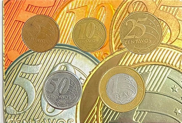 Cartela com a Série completa do Real 2005 - Ano Raro - Circuladas