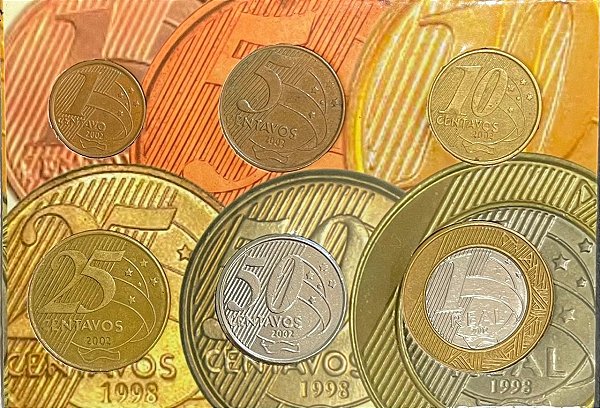 Cartela com a Série completa do Real 2002 - Ano Raro - Circuladas