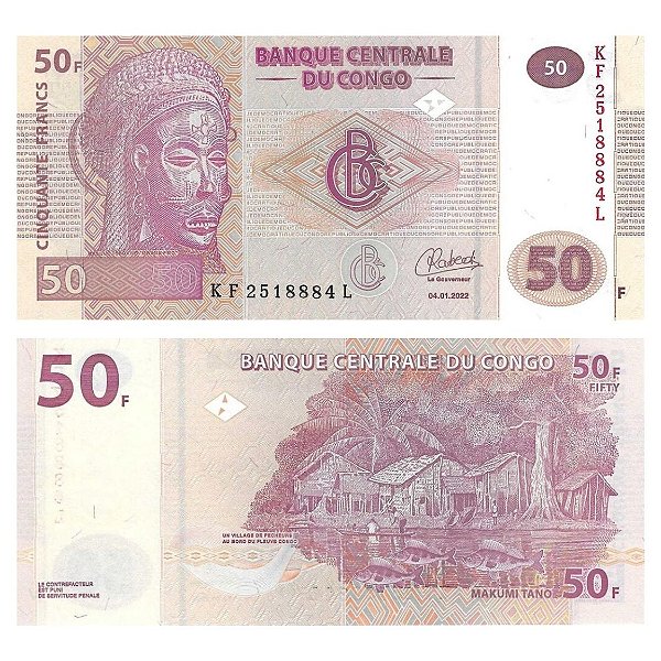 Congo - Cédula de 50 Francs 2022 - P-97Ab - FE