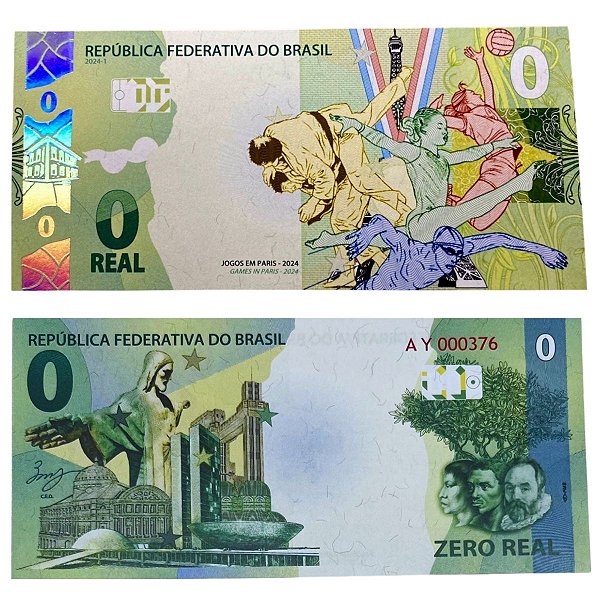 Brasil - Cédula de Zero Real 2024 - Jogos de Paris 2024 - Série AY - FE