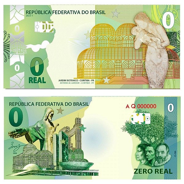 Brasil - Cédula de Zero Real 2023 - PR / Curitiba - Jardim Botânico - Série AQ - FE