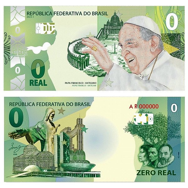 Brasil - Cédula de Zero Real 2023 - Papa Francisco - Série AR - FE