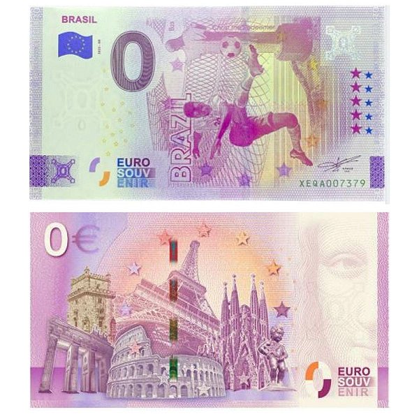 Zero Euro - Brazil - Cédula de 0 Euro 2022 - País do Futebol - FE
