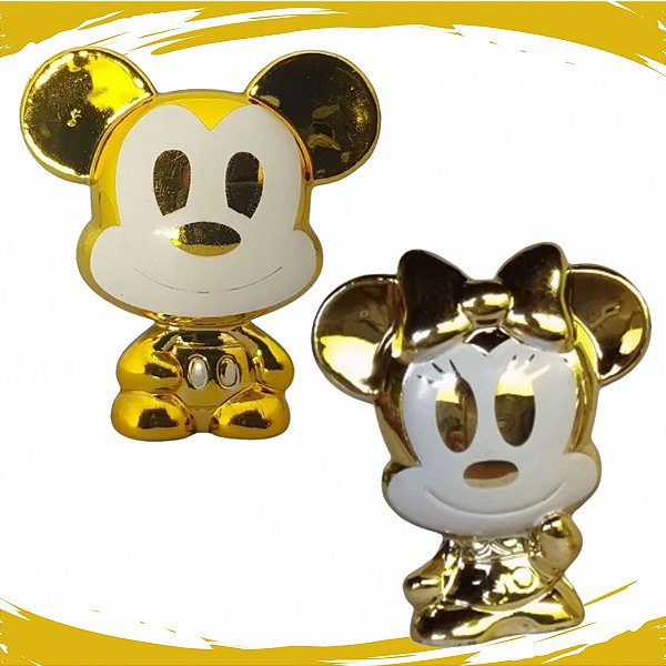 Promoção - Gogos Disney Panini - Mickey & Minnie - Dourado - 3cm cada