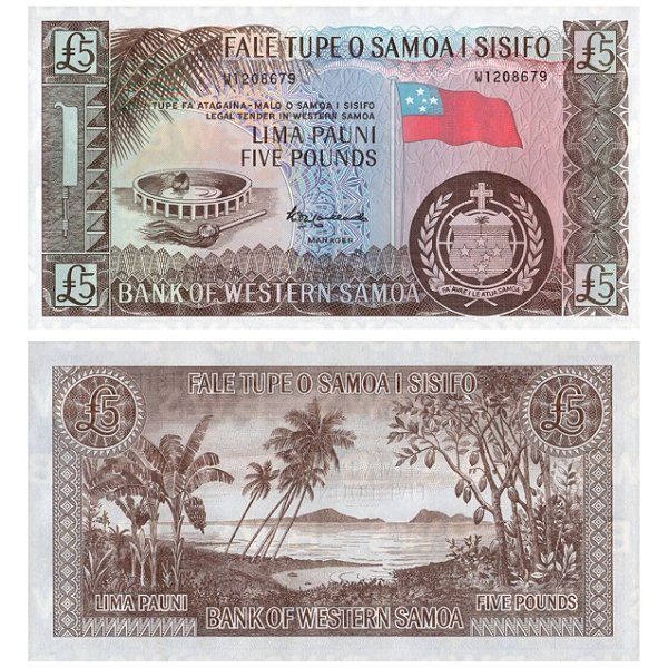 Samoa Ocidental - Cédula de 5 Pounds 2020 - P-15aCs - Reimpressa - FE