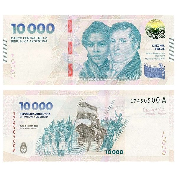 Argentina - Cédula de 10.000 Pesos 2024 - P-369a - Heróis Nacionais - FE