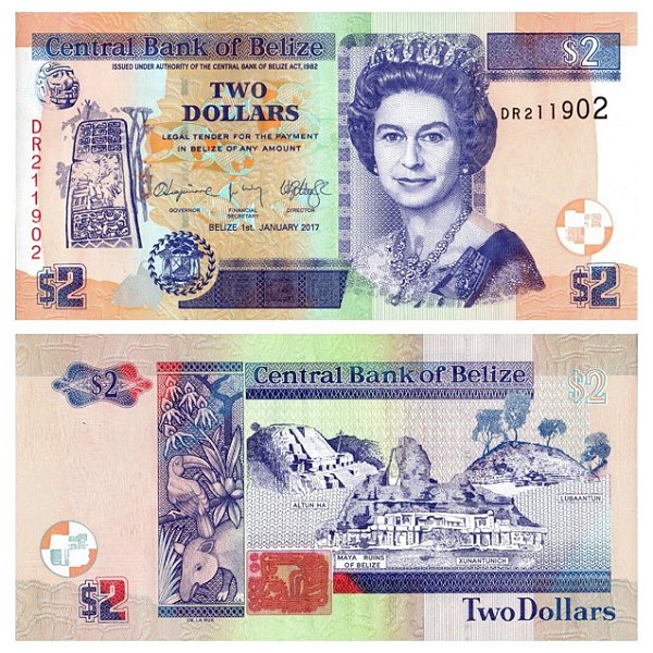 Belize - Cédula de 2 Dollars 2017 - P-66f - Rainha - FE