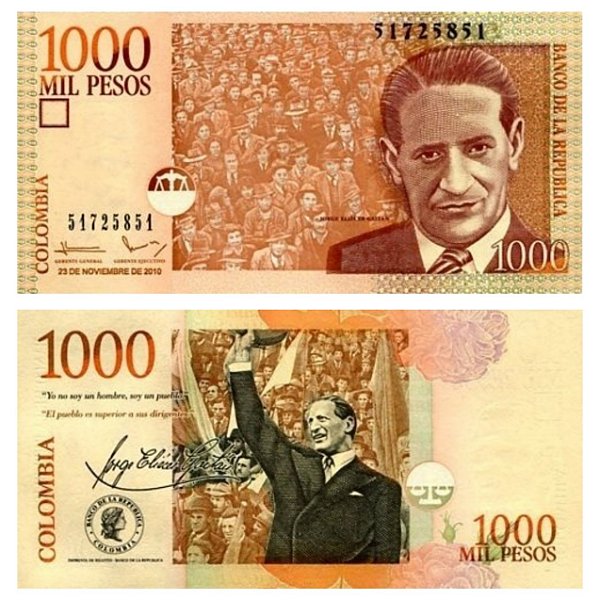 Colômbia - Cédula de 1000 Pesos 2010 - P-456m - Jorge Gaitan - FE