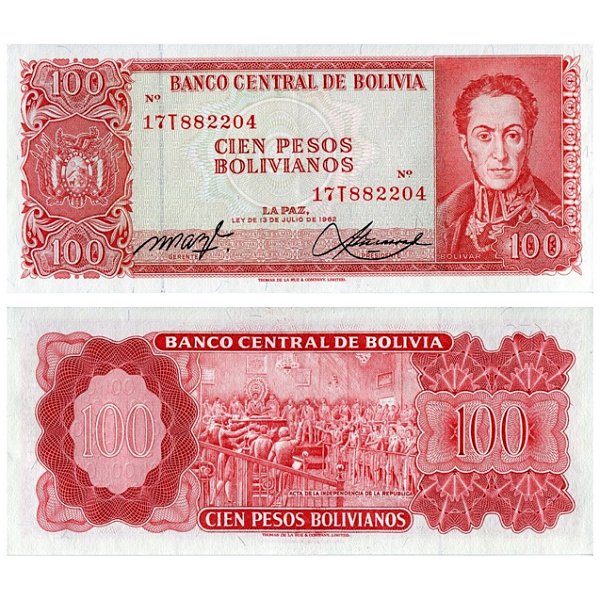 Bolivia - Cédula de 100 Pesos Bolivianos 1962 - P-164Aa2 - FE