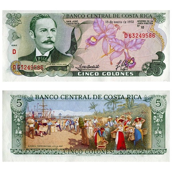 Costa Rica - Cédula de 5 Colones 1992 - P-236e3 - Rafael Castro - FE