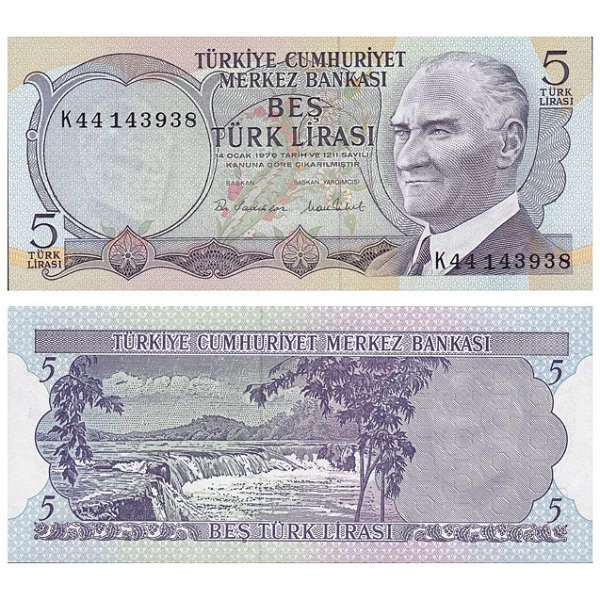 Turquia - Cédula de 5 Lira 1976 - P-185a - FE