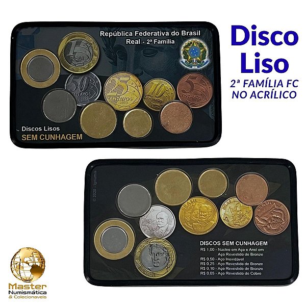 Promoção - Acrílico com o Set completo de Disco Liso do Real - 2° Família - Flor de Cunho