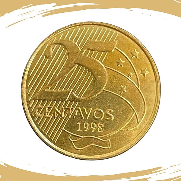 Moeda de 25 Centavos 1998 - RARA - V-518 - Aço/Bronze - FC