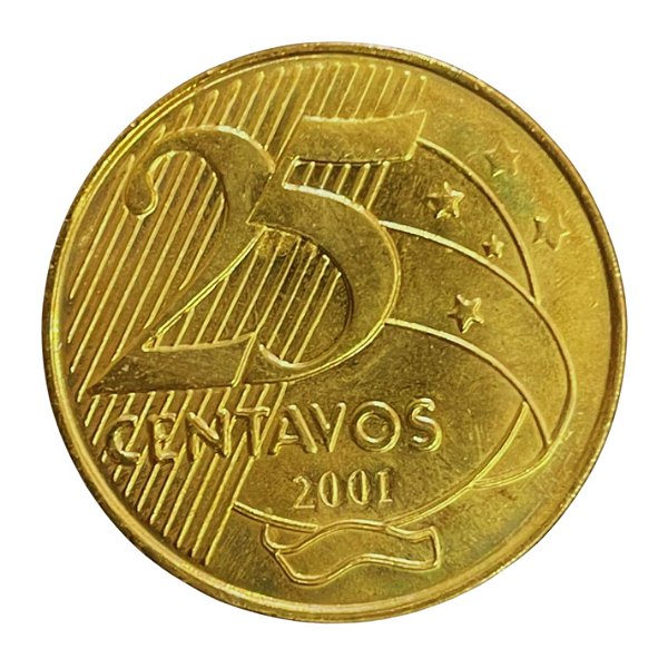 Moeda de 25 Centavos 2001 - RARA - V-521 - FC