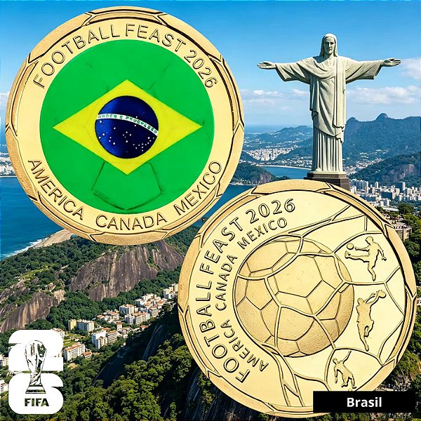 Lançamento - Medalha Colorida Copa do Mundo 2026 - Brasil - 40.0 mm - FC