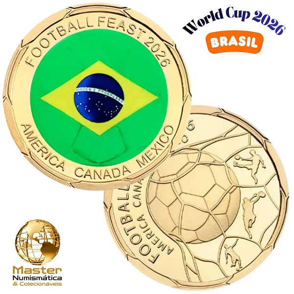 Lançamento - Moeda Colorida Copa do Mundo 2026 - Brasil - 40.0 mm - FC