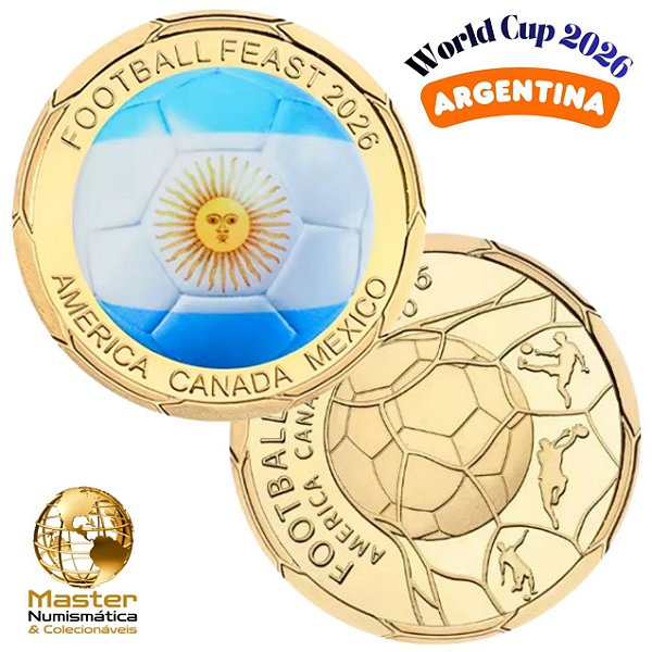 Lançamento - Moeda Colorida Copa do Mundo 2026 - Argentina - 40.0 mm - FC