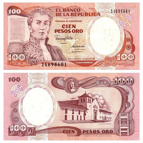 Colômbia - Cédula de 100 Pesos Oro 1991 - P-426Aa - FE