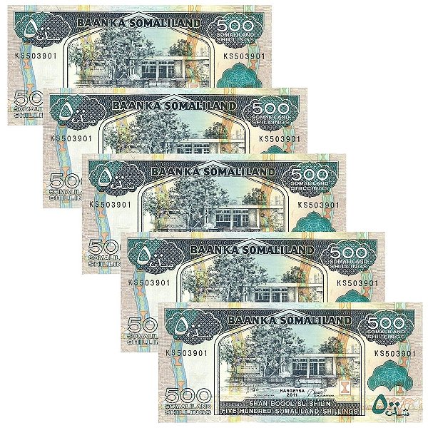 Somalilândia - 5 Cédulas de 500 Shilings 2011 - P-6h - FE