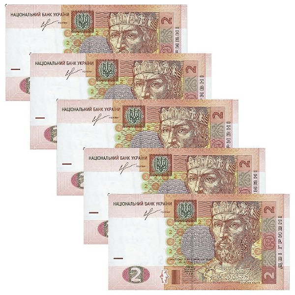 Promoção - Ucrania - 5 Cédulas de 2 Hryvnia 2013 - P-117d - FE