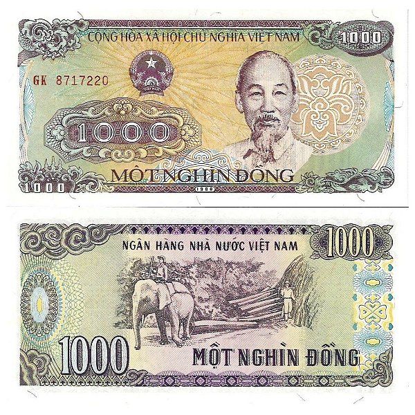 Vietnã - Cédula de 1000 Dong 1988 - P-106a - Flor de Estampa
