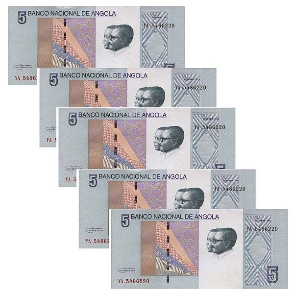Angola - 5 Cédulas de 5 Kwanzas 2012 - P-151Aa - FE