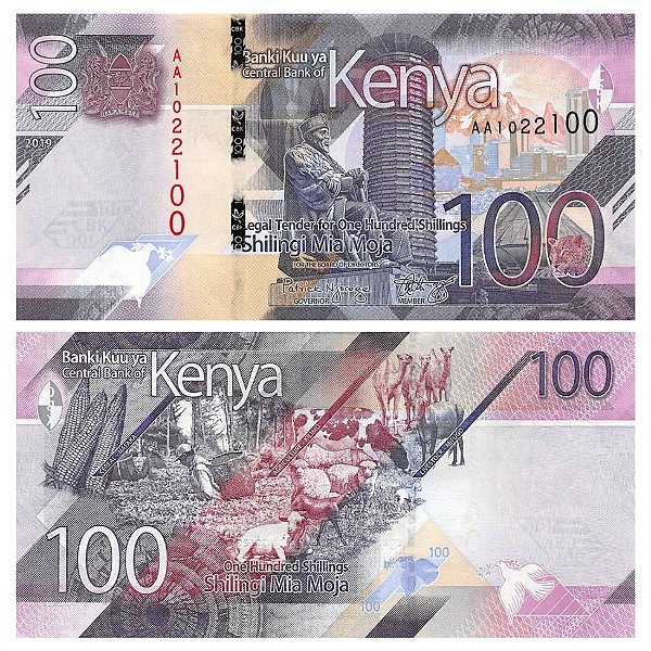 Quênia - Cédula de 100 Shillings 2019 - P-53a - FE
