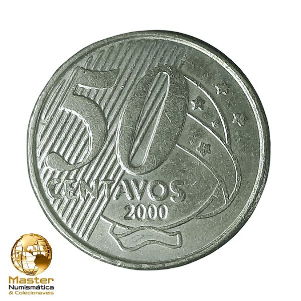 Moeda de 50 Centavos 2000 - Cuproniquel - RARA - V-546 - Flor de Cunho