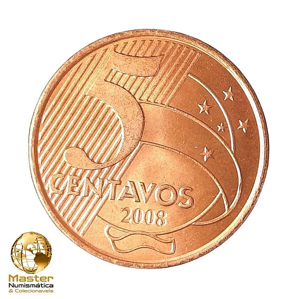 Moeda de 5 Centavos 2008 - RARA - V-474 - Flor de Cunho