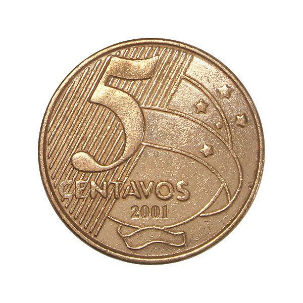 Moeda de 5 Centavos 2001 - RARA - V-467 - Circulada