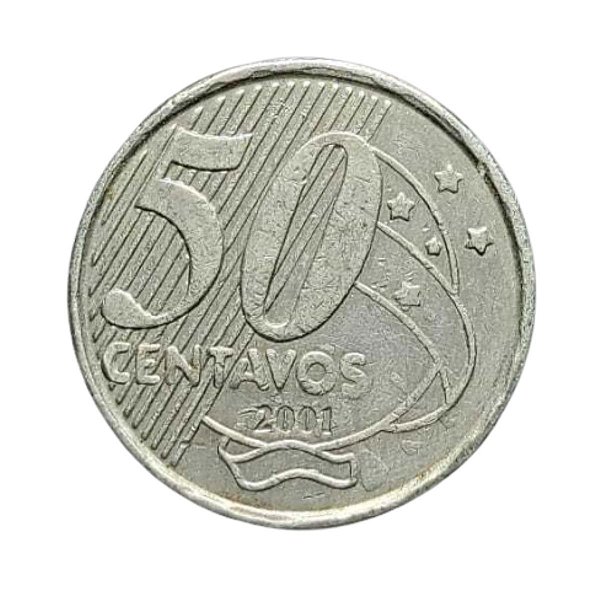 Moeda de 50 Centavos 2001 - Cuproniquel - RARA - V-547 - Circulada
