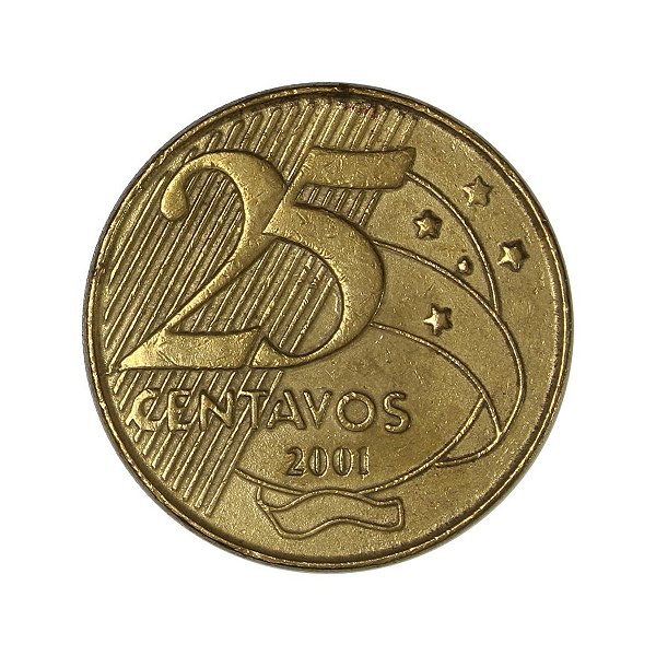 Moeda de 25 Centavos 2001 - RARA - V-521 - Circulada