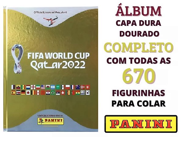 Copa 2022 - Álbum Dourado com as 670 Figurinhas para Colar - World Cup Qatar 2022