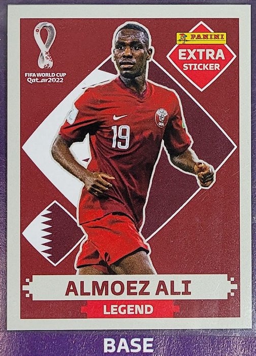 Extra Legend - Almoez Ali Bordô (Base) - Qatar - Original Panini - Copa do Mundo do Qatar 2022