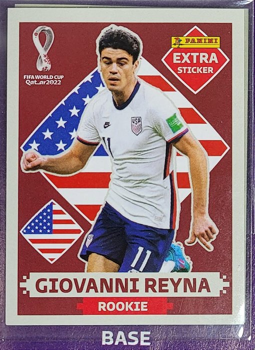 Extra Rookie - Giovanni Reyna Bordô (Base) - EUA - Original Panini - Copa do Mundo do Qatar 2022