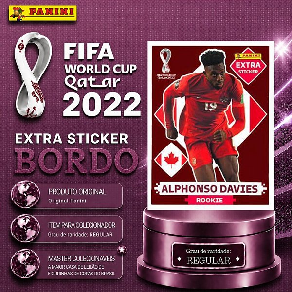 2022 Extra Rookie - Alphonso Davies Bordô (Base) - Canadá - Original Panini - Copa do Mundo do Qatar 2022