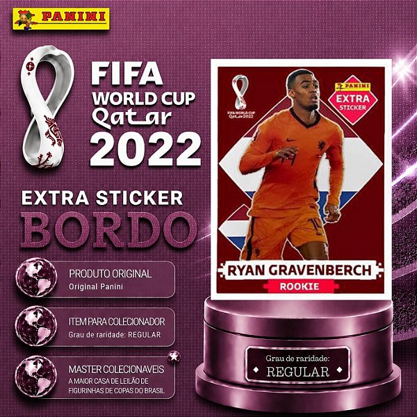 2022 Extra Rookie - Ryan Gravenberch Bordô (Base) - Holanda - Original Panini - Copa do Mundo do Qatar 2022