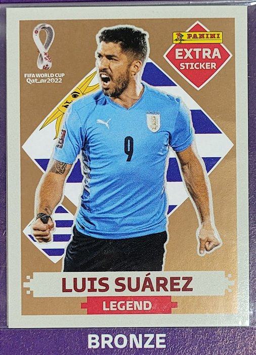 Extra Legend - Luis Suarez Bordô Bronze - Uruguai - Original Panini - Copa do Mundo do Qatar 2022