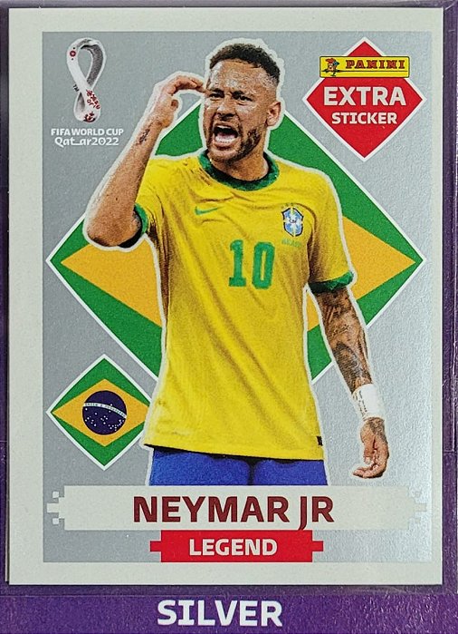 Extra Legend - Neymar Junior Prata - Brasil - Original Panini - Copa do Mundo do Qatar 2022