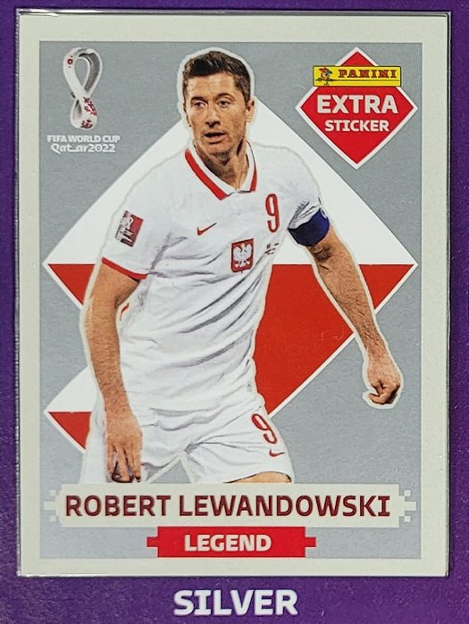 Extra Legend - Robert Lewandoski Prata - Polônia - Original Panini - Copa do Mundo do Qatar 2022