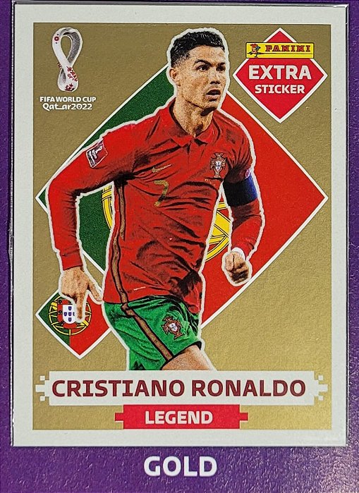 Extra Legend - Cristiano Ronaldo Ouro (Gold) - Portugal - Original Panini - Copa do Mundo do Qatar 2022