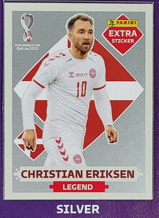 Extra Legend - Christian Eriksen Prata - Dinamarca - Original Panini - Copa do Mundo do Qatar 2022