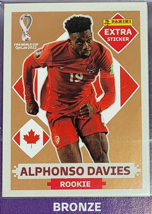 Extra Rookie - Alphonso Davies Bronze - Canadá - Original Panini - Copa do Mundo do Qatar 2022