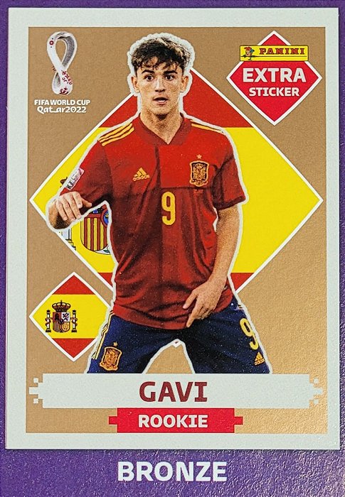 Extra Rookie - Gavi Bronze - Espanha - Original Panini - Copa do Mundo do Qatar 2022