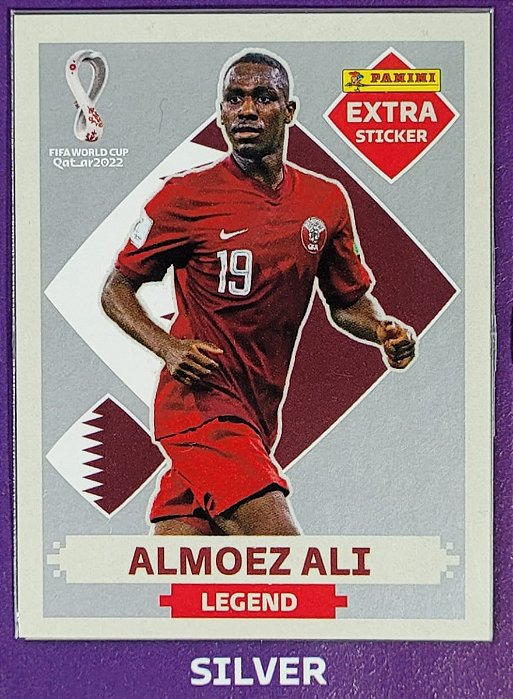 Extra Legend - Almoez Ali Prata - Qatar - Original Panini - Copa do Mundo do Qatar 2022